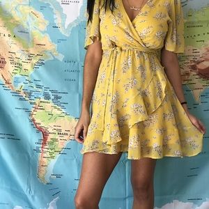 Yellow wrap dress